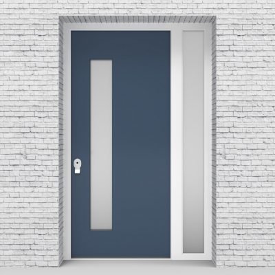 10.single Door With Right Side Panel Plain With Lock Side Glass Pigeon Blue (ral5014)