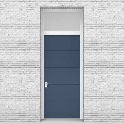 10.single Door With Transom 4 Horizontal Lines Pigeon Blue (ral5014)