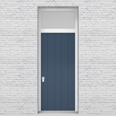 10.single Door With Transom 4 Vertical Lines Sapphire Blue (ral5003)