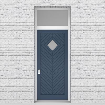10.single Door With Transom Cottage Style With Diamond Pane Pigeon Blue (ral5014)