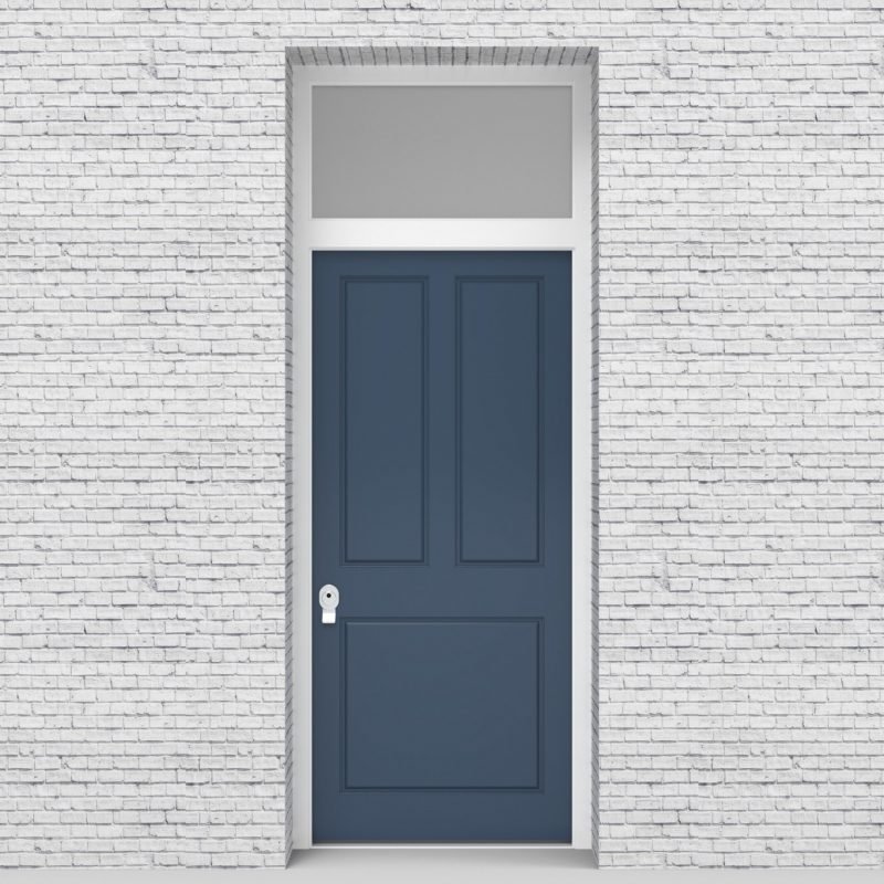 10.single Door With Transom Edwardian 3 Pane Pigeon Blue (ral5014)