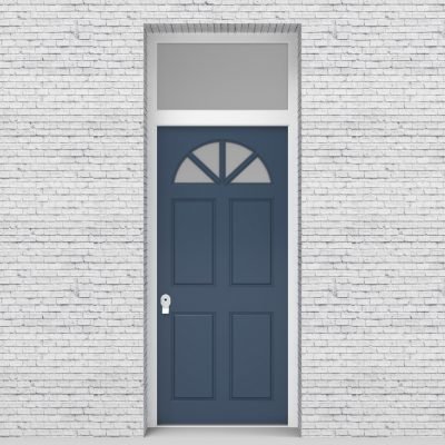 10.single Door With Transom Edwardian 4 Panel With Arched Glass Pane Pigeon Blue (ral5014)