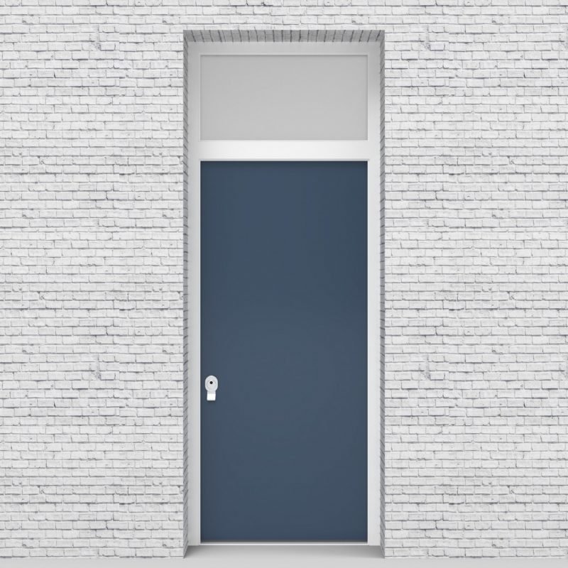 10.single Door With Transom Plain Pigeon Blue (ral5014)