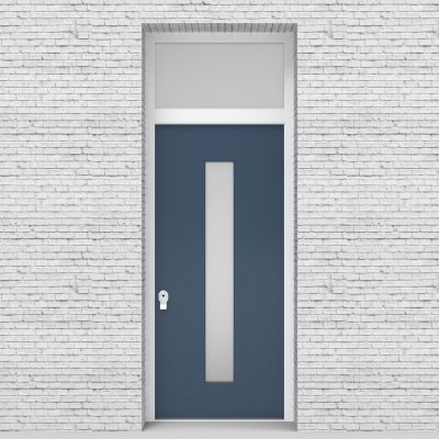 10.single Door With Transom Plain With Central Glass Pigeon Blue (ral5014)