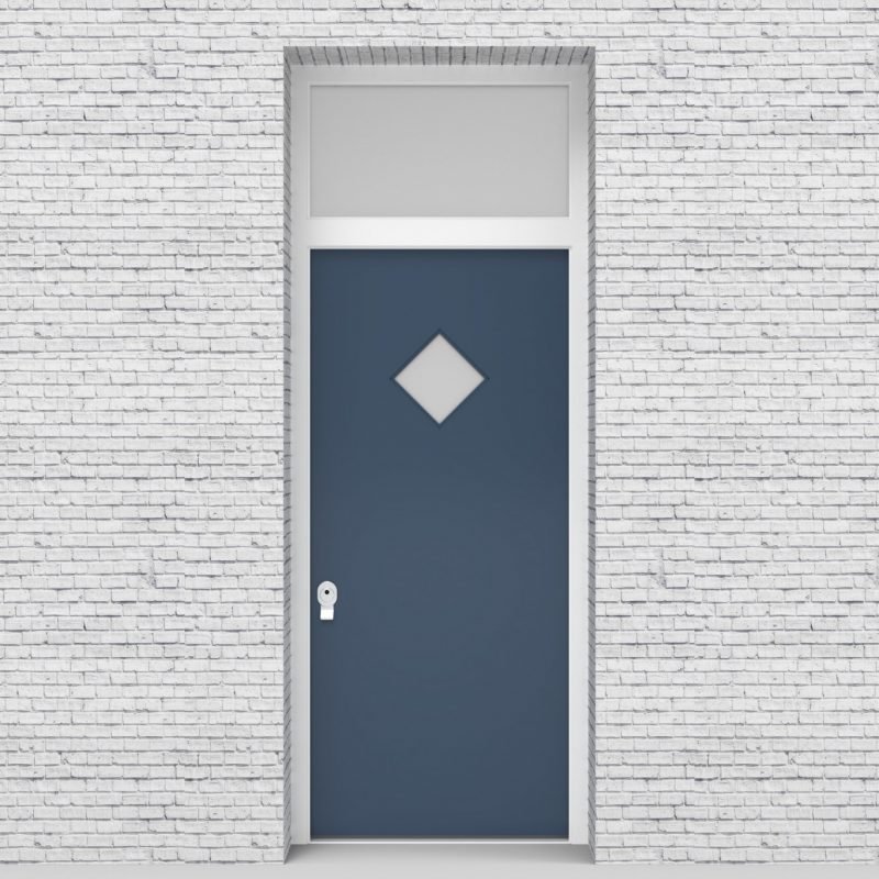 10.single Door With Transom Plain With Diamond Pane Pigeon Blue (ral5014)
