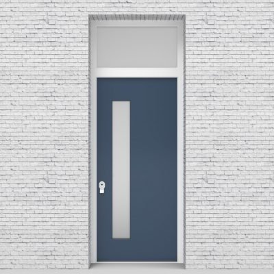 10.single Door With Transom Plain With Lock Side Glass Pigeon Blue (ral5014)