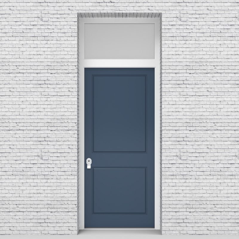 10.single Door With Transom Two Panel Pigeon Blue (ral5014)