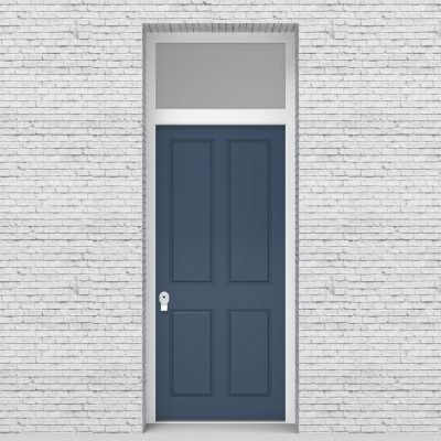 10.single Door With Transom Victorian 4 Panel Pigeon Blue (ral5014)