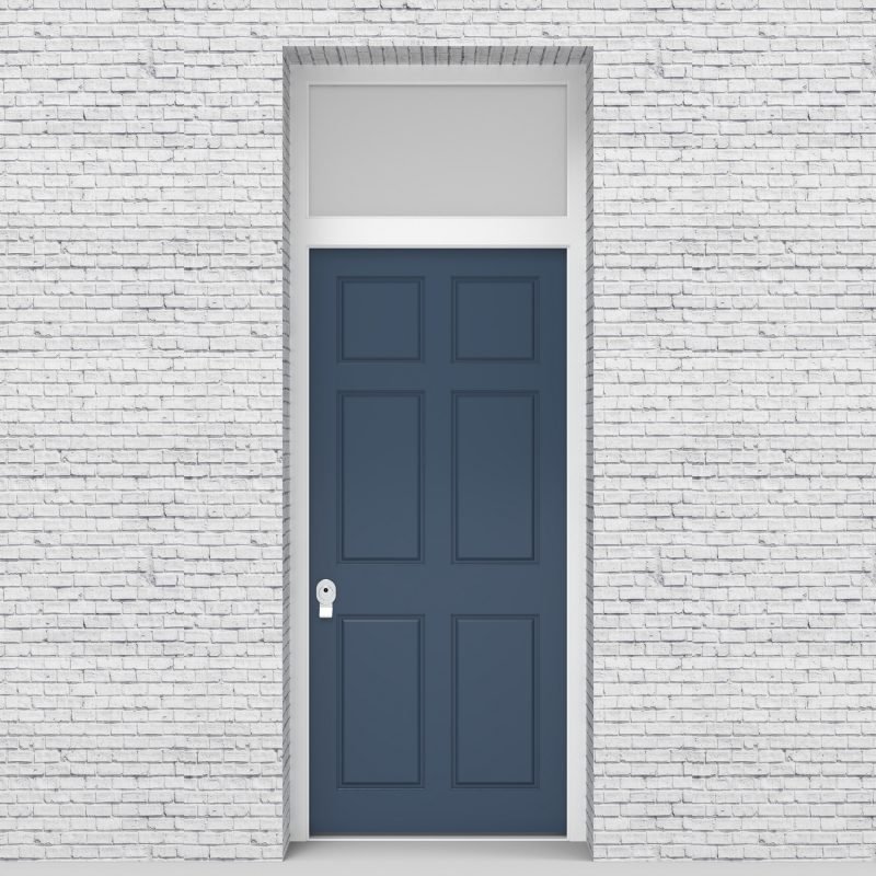 10.single Door With Transom Victorian 6 Panel Pigeon Blue (ral5014)