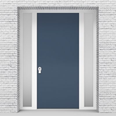 10.single Door With Two Side Panels Plain Pigeon Blue (ral5014)