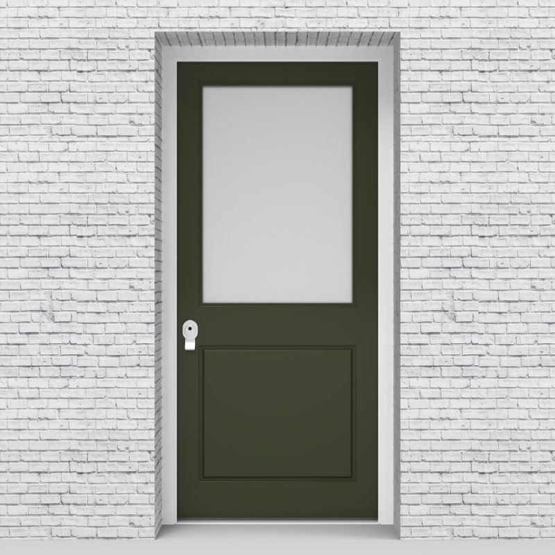11.single Door 2 Panel With A Large Glass Pane Fir Green (ral6009)