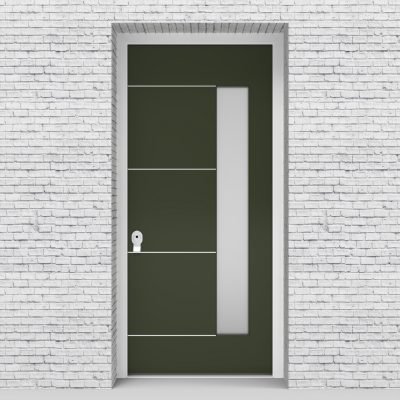 11.single Door 4 Aluminium Inlays With Hinge Side Glass Fir Green (ral6009)