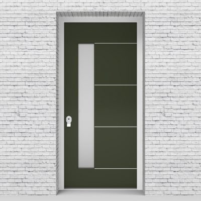 11.single Door 4 Aluminium Inlays With Lock Side Glass Fir Green (ral6009)