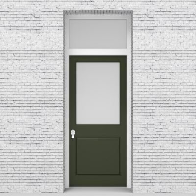 11.single Door With Transom 2 Panel With A Large Glass Pane Fir Green (ral6009)