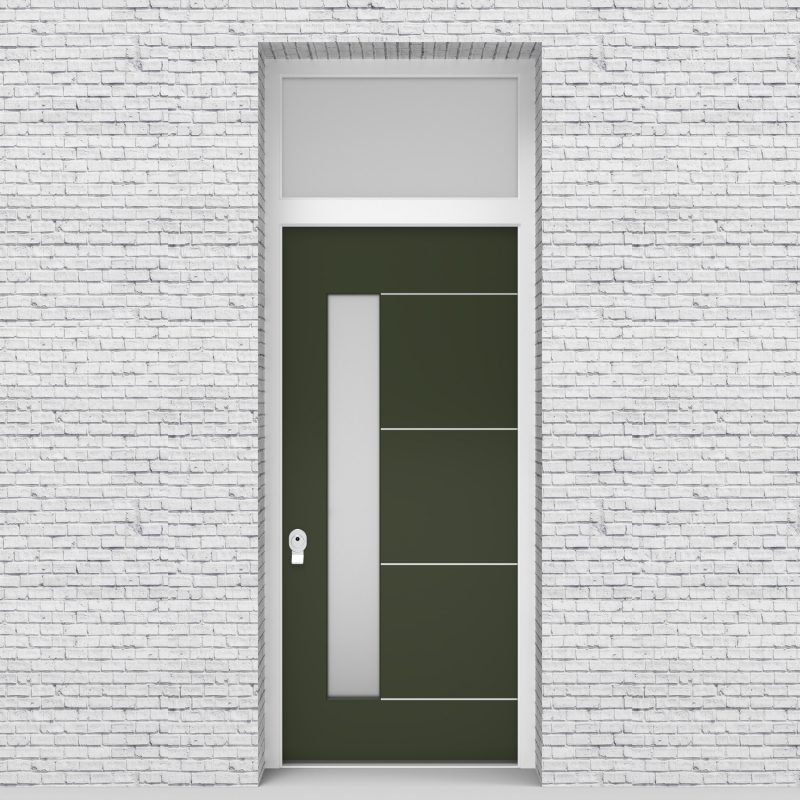 11.single Door With Transom 4 Aluminium Inlays With Lock Side Glass Fir Green (ral6009)