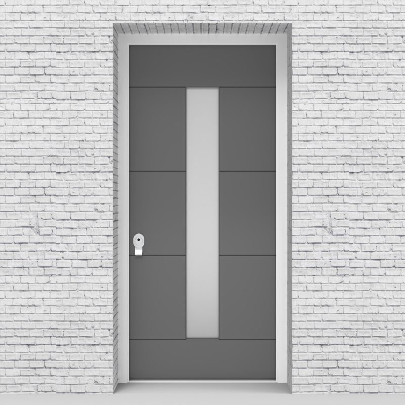 13.single Door 4 Horizontal Lines With Central Glass Signal Grey (ral7004)