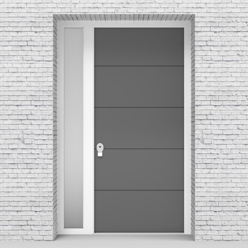 13.single Door With Left Side Panel 4 Horizontal Lines Signal Grey (ral7004)