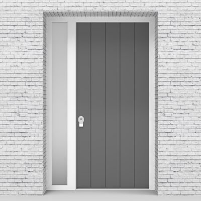 13.single Door With Left Side Panel 4 Vertical Lines Signal Grey (ral7004)