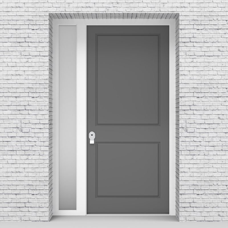 13.single Door With Left Side Panel Two Panel Signal Grey (ral7004)
