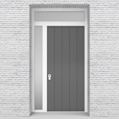 13.single Door With Left Side Panel And Transom 4 Vertical Lines Signal Grey (ral7004)