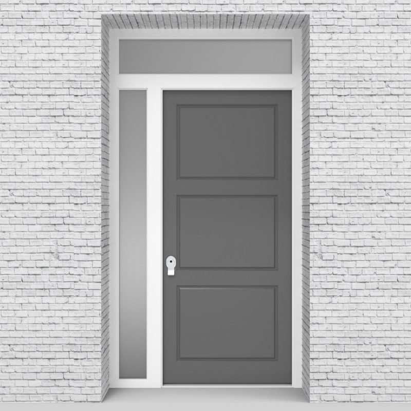 13.single Door With Left Side Panel And Transom Edwardian Signal Grey (ral7004)