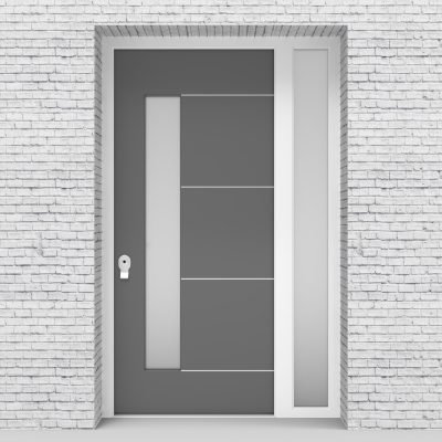 13.single Door With Right Side Panel 4 Aluminium Inlays With Lock Side Glass Signal Grey (ral7004)