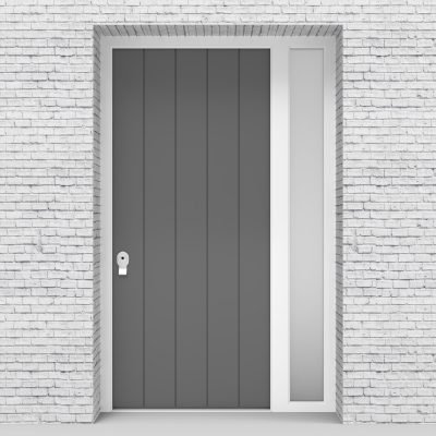 13.single Door With Right Side Panel 4 Vertical Lines Signal Grey (ral7004)