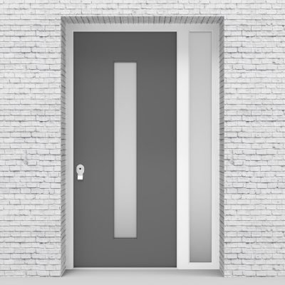 13.single Door With Right Side Panel Plain With Central Glass Signal Grey (ral7004)