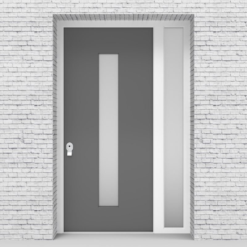 13.single Door With Right Side Panel Plain With Central Glass Signal Grey (ral7004)
