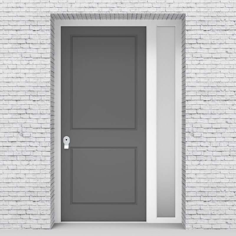 13.single Door With Right Side Panel Plain With Lock Side Glass Signal Grey (ral7004)