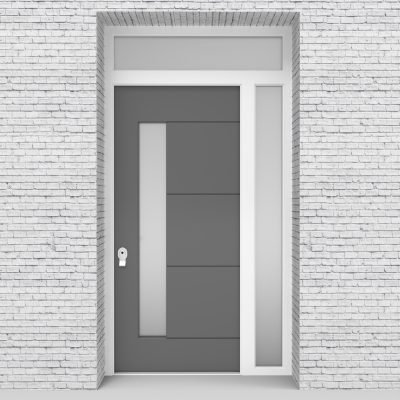 13.single Door With Right Side Panel And Transom 4 Horizontal Lines With Lock Side Glass Signal Grey (ral7004)