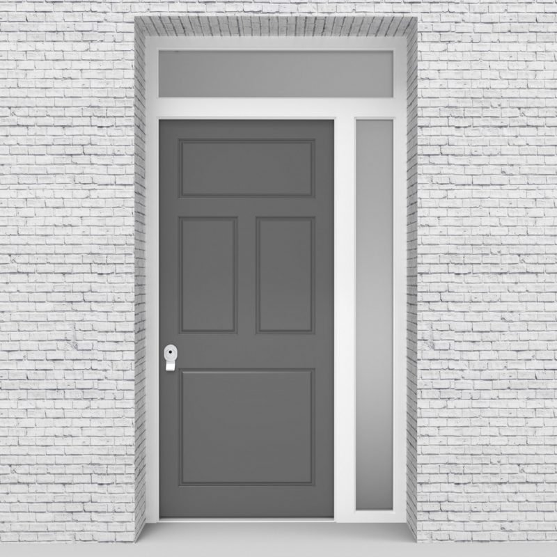 13.single Door With Right Side Panel And Transom Edwardian 4 Panel Signal Grey (ral7004)