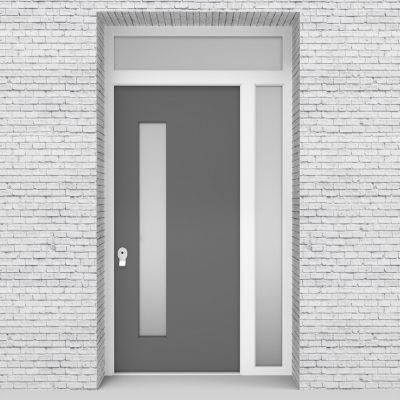 13.single Door With Right Side Panel And Transom Plain With Lock Side Glass Signal Grey (ral7004)