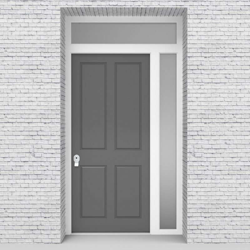 13.single Door With Right Side Panel And Transom Victorian 4 Panel Signal Grey (ral7004)