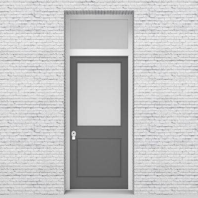 13.single Door With Transom 2 Panel With A Large Glass Pane Signal Grey (ral7004)