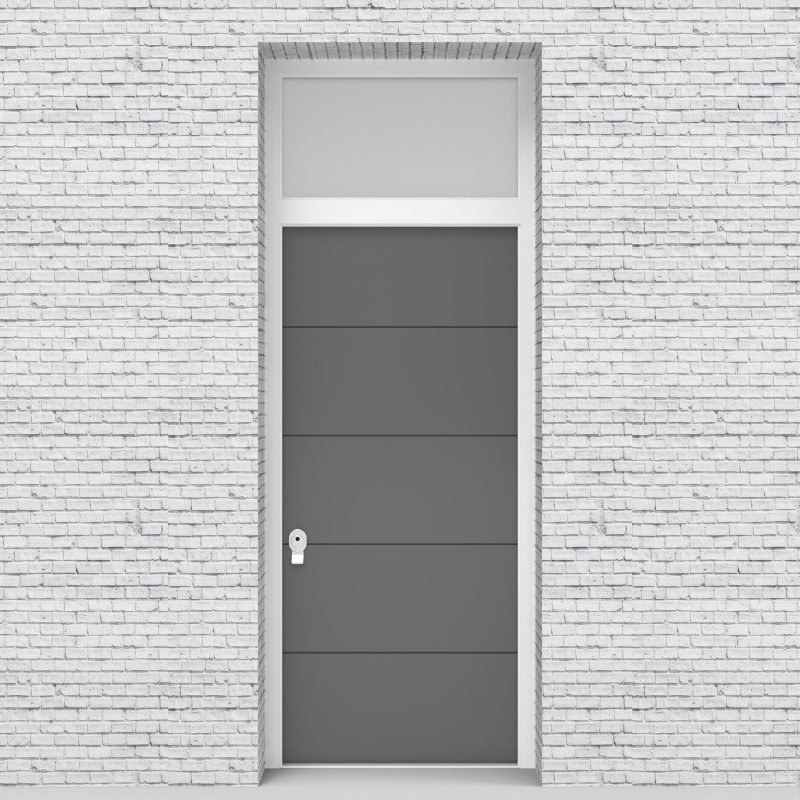 13.single Door With Transom 4 Horizontal Lines Signal Grey (ral7004)