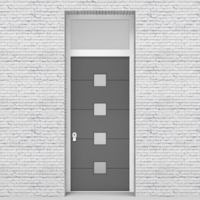 13.single Door With Transom 4 Horizontal Lines With 4 Glass Squares Signal Grey (ral7004)