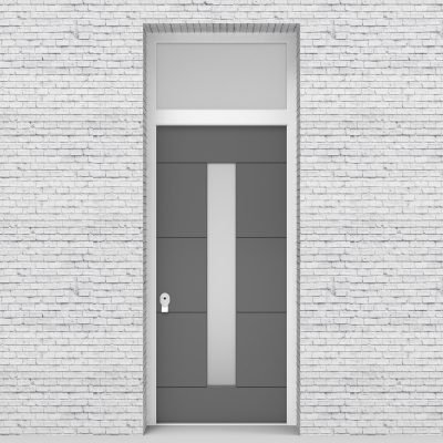 13.single Door With Transom 4 Horizontal Lines With Central Glass Signal Grey (ral7004)