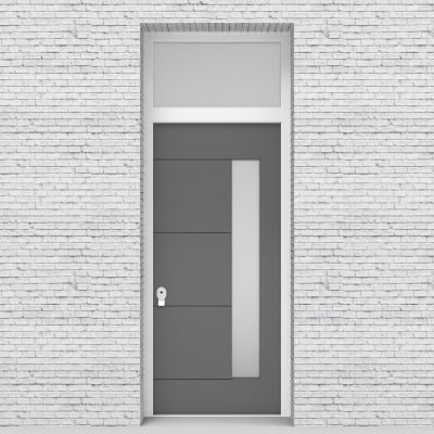 13.single Door With Transom 4 Horizontal Lines With Hinge Side Glass Signal Grey (ral7004)
