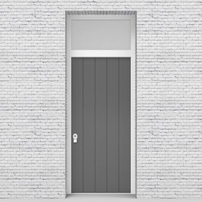 13.single Door With Transom 4 Vertical Lines Reed Green (ral6013)