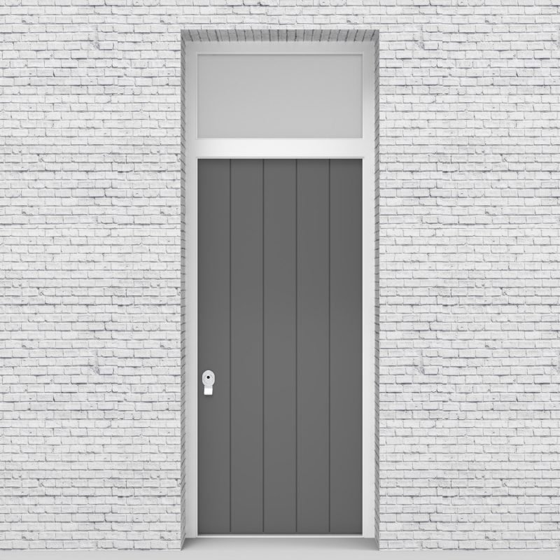 13.single Door With Transom 4 Vertical Lines Reed Green (ral6013)