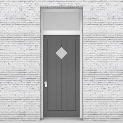 13.single Door With Transom 7 Vertical Lines With Diamond Pane Signal Grey (ral7004)