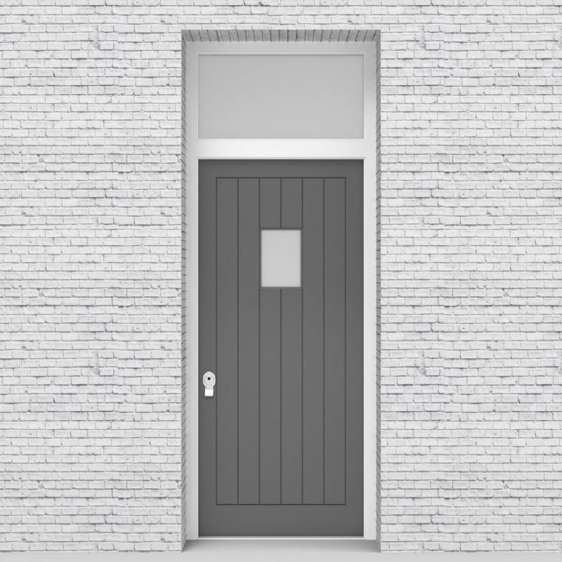 13.single Door With Transom 7 Vertical Lines With Rectangle Pane Signal Grey (ral7004)