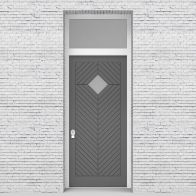 13.single Door With Transom Cottage Style With Diamond Pane Signal Grey (ral7004)