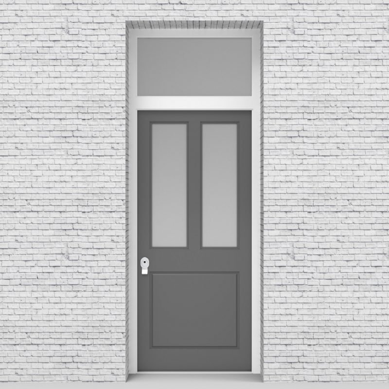 13.single Door With Transom Edwardian 3 Panel With 2 Glass Panes Signal Grey (ral7004)