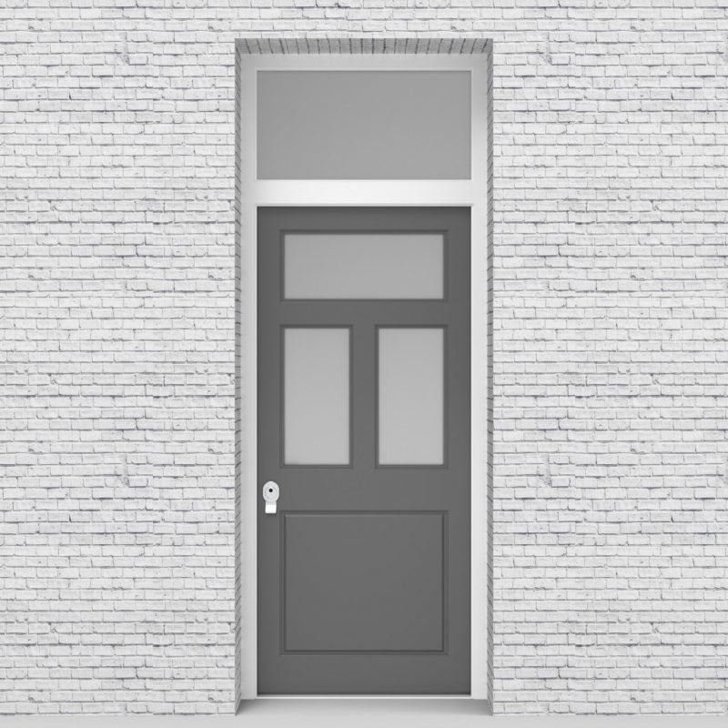 13.single Door With Transom Edwardian 4 Panel With 3 Glass Panes Signal Grey (ral7004)