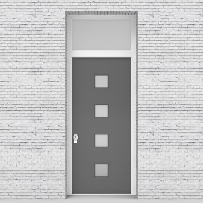 13.single Door With Transom Plain With 4 Glass Squares Signal Grey (ral7004)