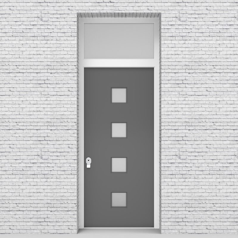 13.single Door With Transom Plain With 4 Glass Squares Signal Grey (ral7004)