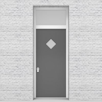 13.single Door With Transom Plain With Diamond Pane Signal Grey (ral7004)