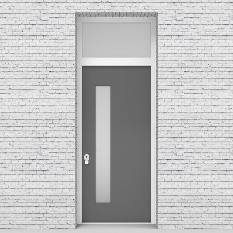 13.single Door With Transom Plain With Lock Side Glass Signal Grey (ral7004)